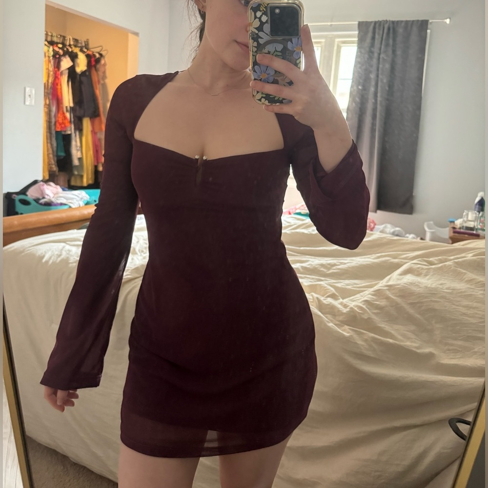 Burgundy Long Sleeve Dress